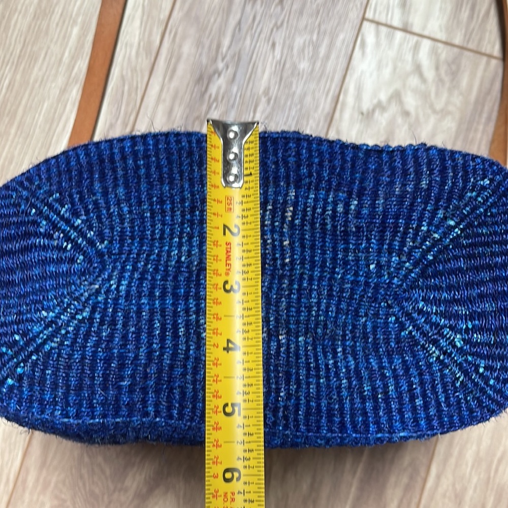 Blue Boho Natural Hand Woven Sisal Tote Crossbody Bag - Picture 9 of 11